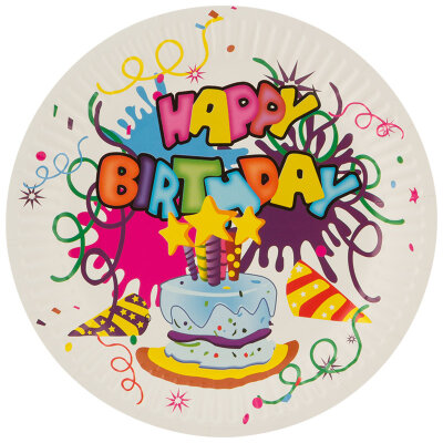 Набор бумажных тарелок "Happy Birthday" 18 см, 6 шт 