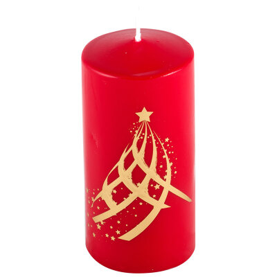 Свеча Deco Christmas 56х120 Eлка (золото на красном) 